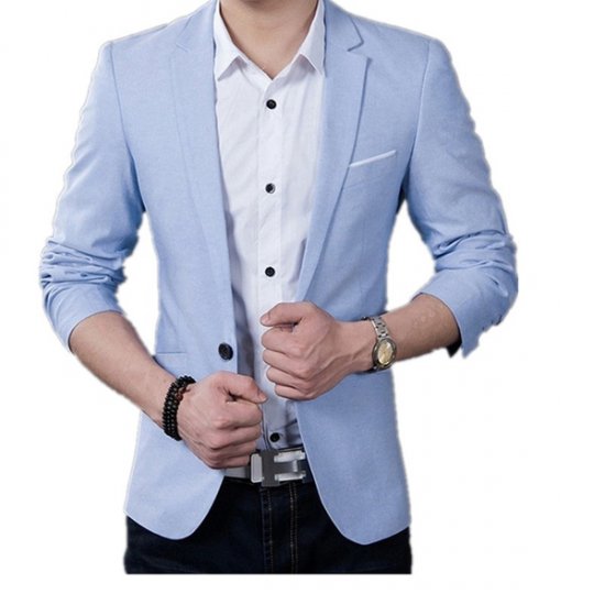 New Men's Korean Fashion Slim Cotton Men Suit Jacket - Click Image to Close