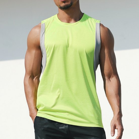 Sexy Sleeveless Workout Clothes Men Tank Top - Green - Click Image to Close