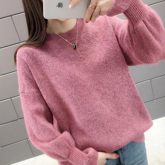 Autumn Winter Women Sweater Casual O Neck Knitted Pullover - Click Image to Close