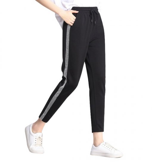 Contrast Panel Sweatpants Women Casual Loose Elastic - Click Image to Close