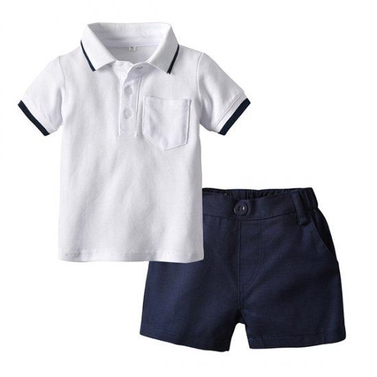 Summer Baby Solid-Color Clothes Suit Gentleman Shirt Set - Click Image to Close