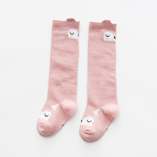 1 Pcs Baby Age 0-3y Unisex Cute Cotton Knee Long Socks - Pink - Click Image to Close