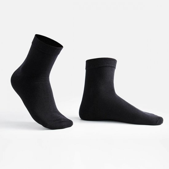 1 Pcs Men's Cotton Socks Business Men's Socks Solid Color - Black - Click Image to Close