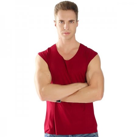 V-neck Wide Shoulder Vest plus Size Tank Top Vest - Red