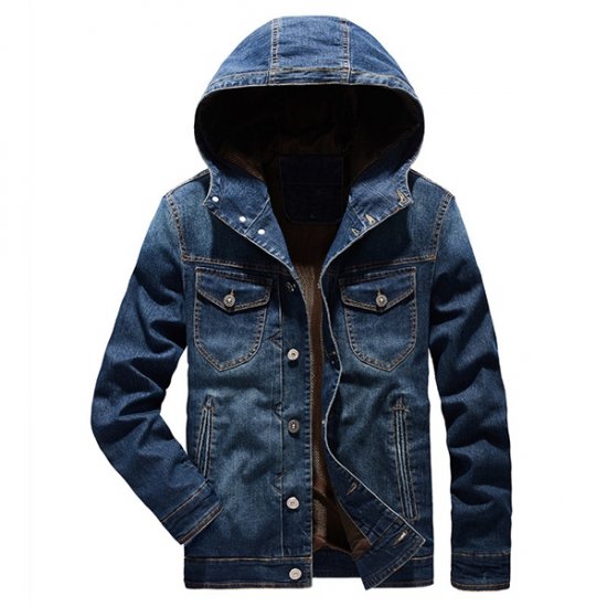 Mens Hooded Coat Autumn Denim Outwear Male High Quality Clothes - Click Image to Close