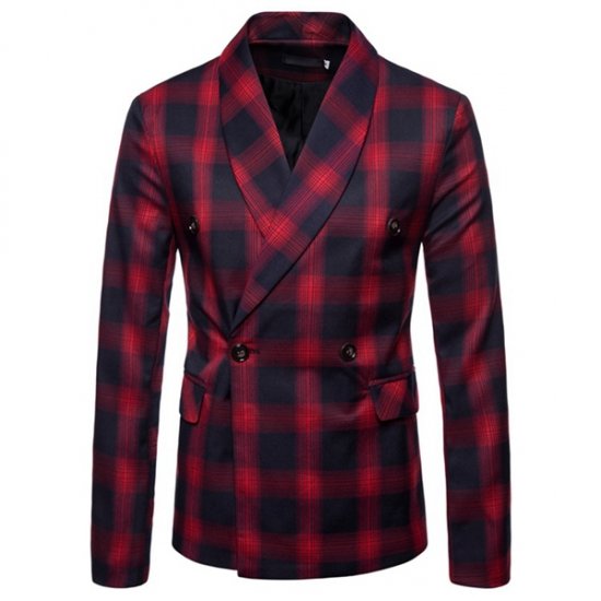 Men Jacket Spring Autumn Casual Coat Double-breasted Suit - Click Image to Close