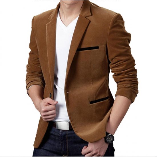 Autumn Spring Fashion Male Slim Fat Casual Suit Jacket - Click Image to Close