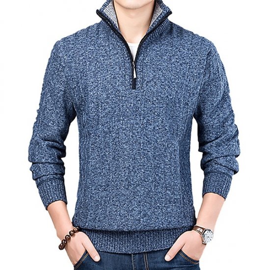 Men's Sweater Coat Faux Fur Wool Sweater Jackets Thick Coat - Click Image to Close