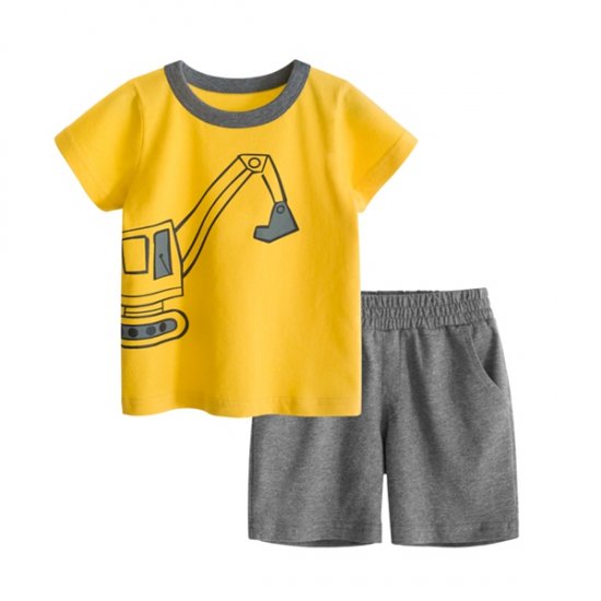 Cartoon Pattern Cotton T-Shirts Shorts Two-piece kids Suit - Click Image to Close