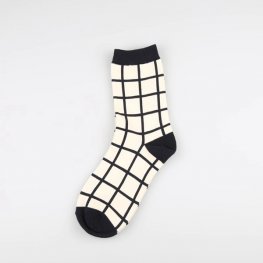 1 Pcs Lattice Vertical Stripes Classic Black White Men's Socks